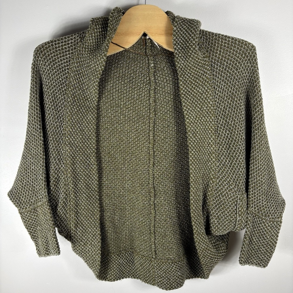 Free People Women's Medium Green Coco Cocoon‎ Wool Blend Hooded Cardigan Sweater
